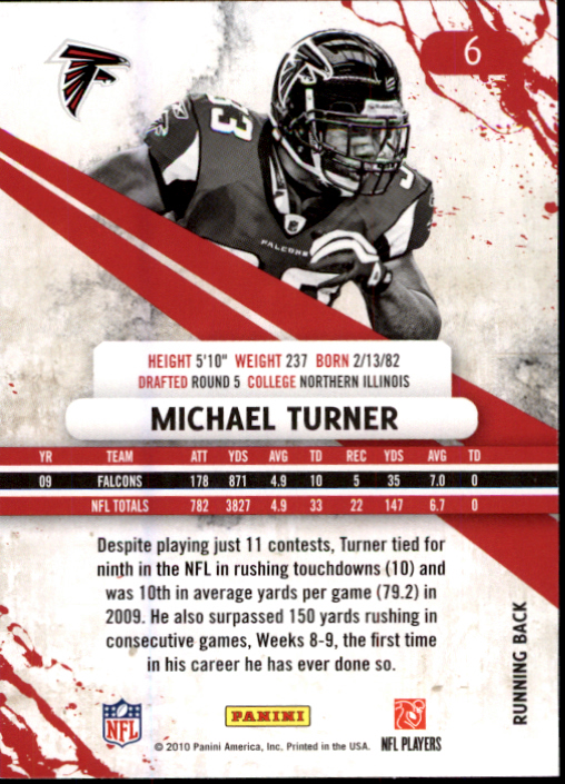 2010 Rookies and Stars #6 Michael Turner back image