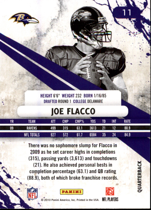 2010 Rookies and Stars #11 Joe Flacco back image