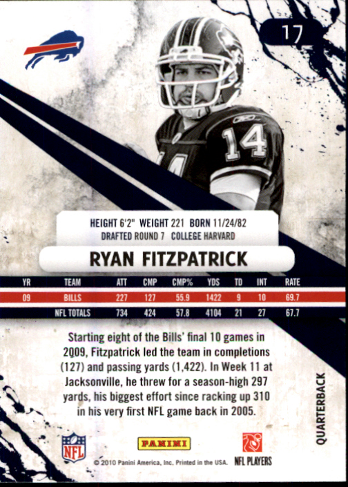 2010 Rookies and Stars #17 Ryan Fitzpatrick back image