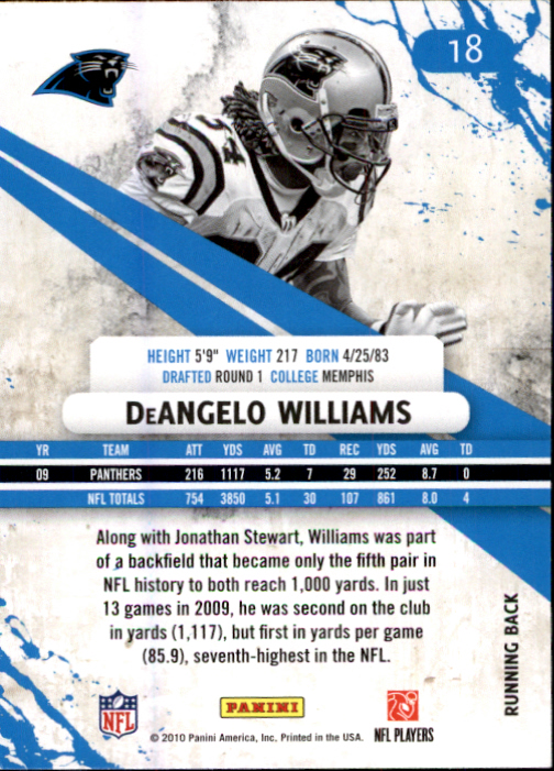 2010 Rookies and Stars #18 DeAngelo Williams back image