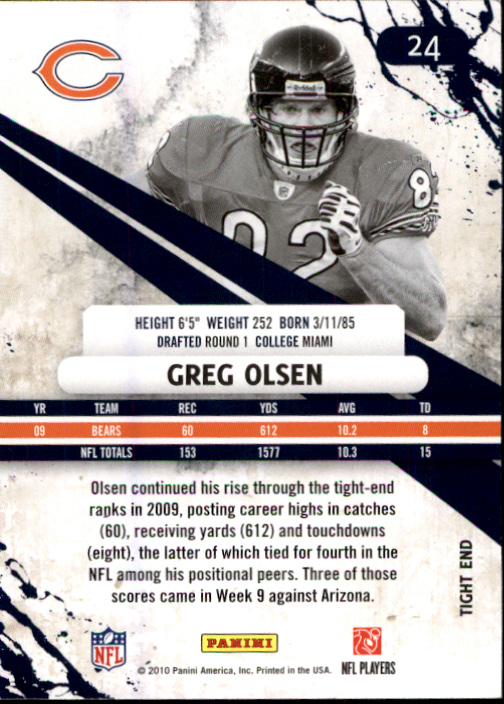 2010 Rookies and Stars #24 Greg Olsen back image