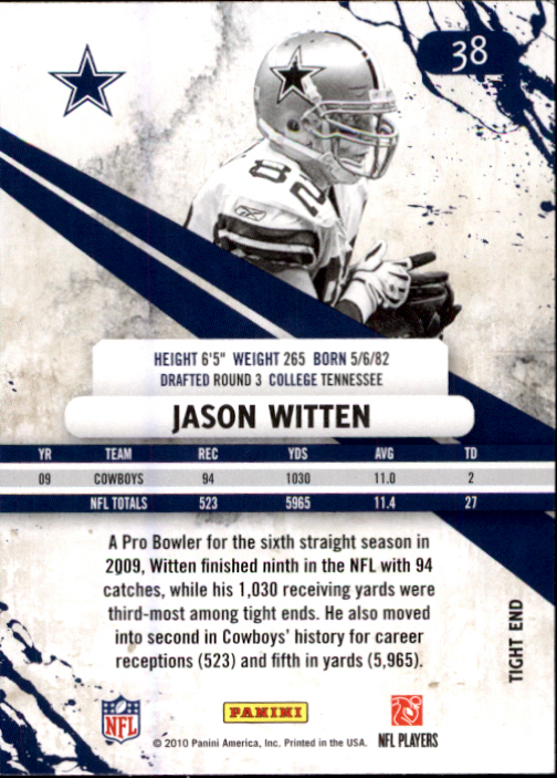 2010 Rookies and Stars #38 Jason Witten back image