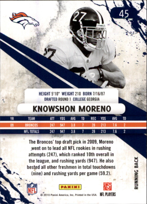 2010 Rookies and Stars #45 Knowshon Moreno back image