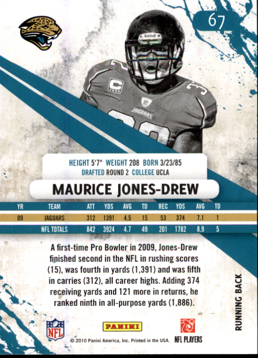 2010 Rookies and Stars #67 Maurice Jones-Drew back image