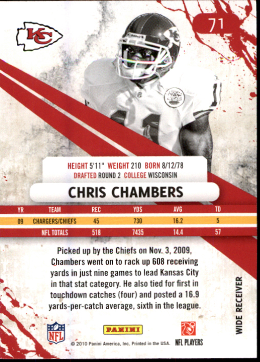 2010 Rookies and Stars #71 Chris Chambers back image