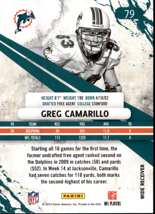 2010 Rookies and Stars #79 Greg Camarillo back image
