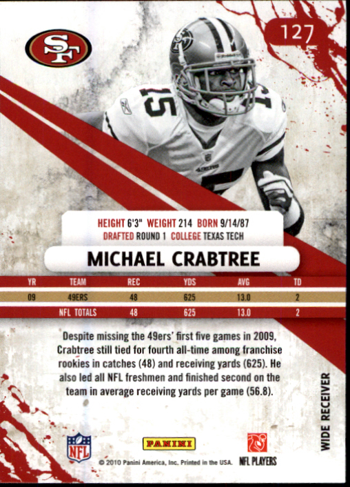 2010 Rookies and Stars #127 Michael Crabtree back image