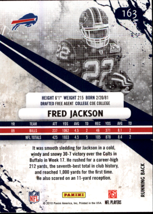 2010 Rookies and Stars #163 Fred Jackson ELE back image