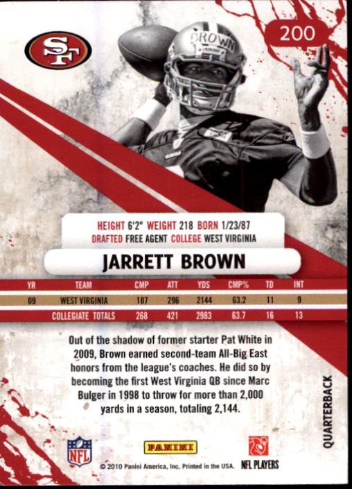 2010 Rookies and Stars #200 Jarrett Brown RC back image