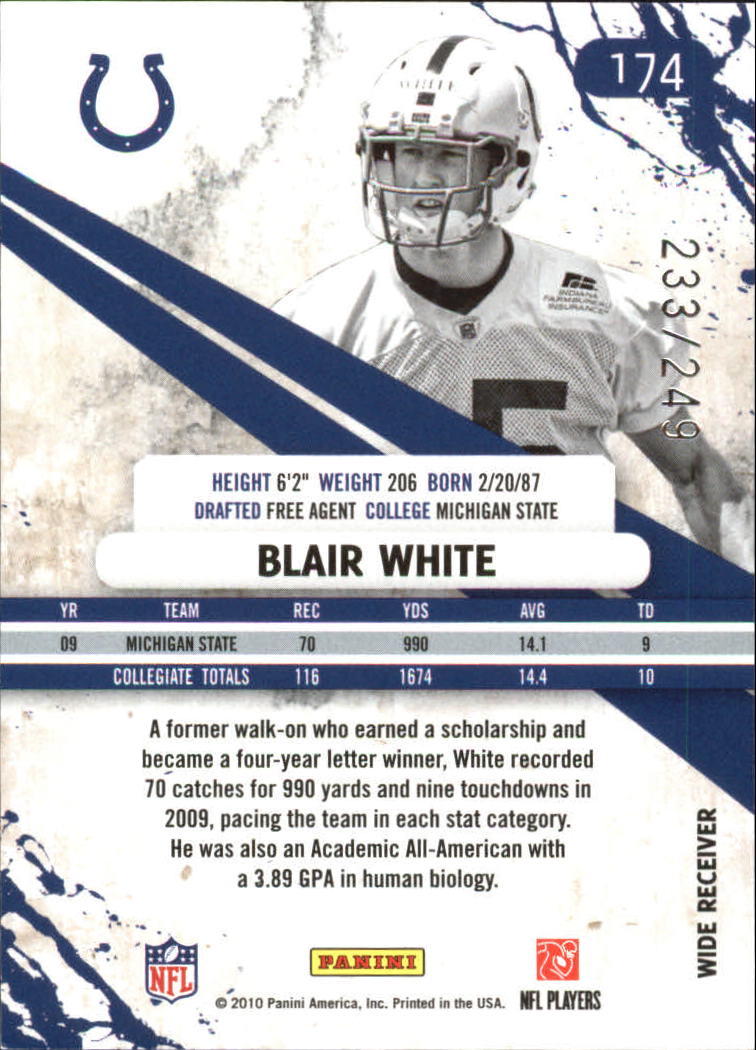 2010 Rookies and Stars Longevity Parallel Silver #174 Blair White back image