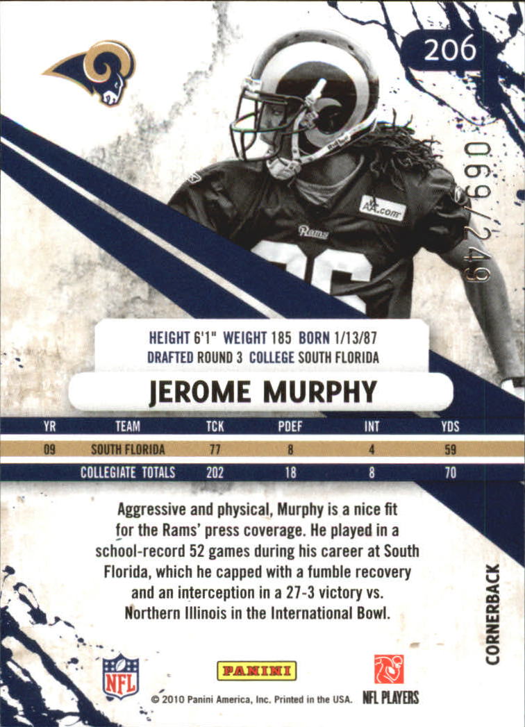 2010 Rookies and Stars Longevity Parallel Silver #206 Jerome Murphy back image