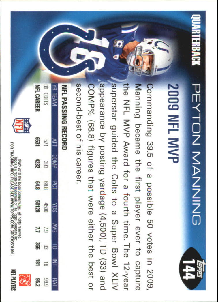 2010 Topps Football "Main Set" Cards #1 to #220 - Picture 281 of 429