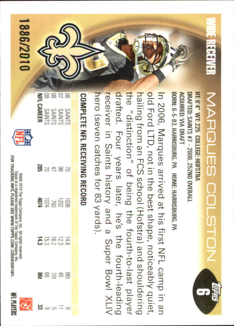 2010 Topps Football "Black - Blue - Gold" Parallel Cards - Picture 15 of 275