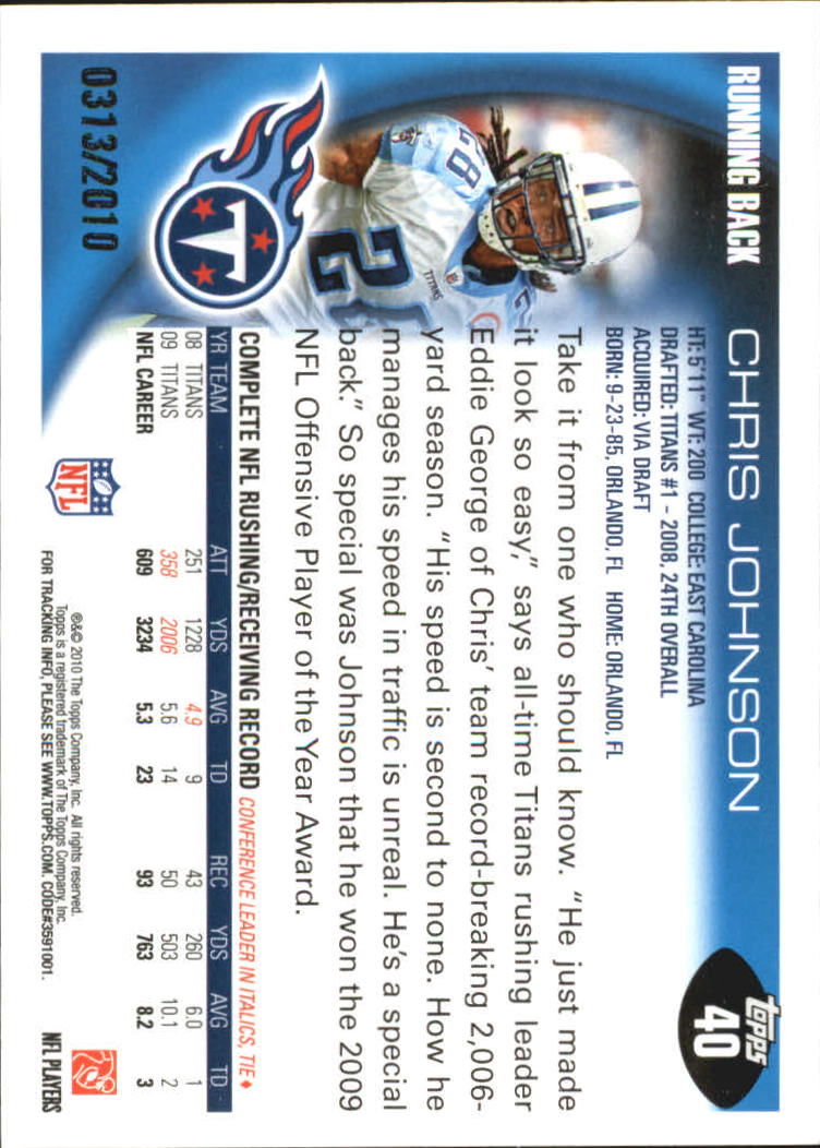 2010 Topps Football "Black - Blue - Gold" Parallel Cards - Picture 31 of 275