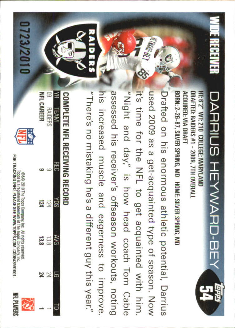 2010 Topps Football "Black - Blue - Gold" Parallel Cards - Picture 35 of 275