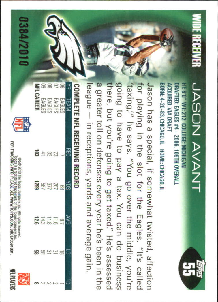 2010 Topps Football "Black - Blue - Gold" Parallel Cards - Picture 37 of 275