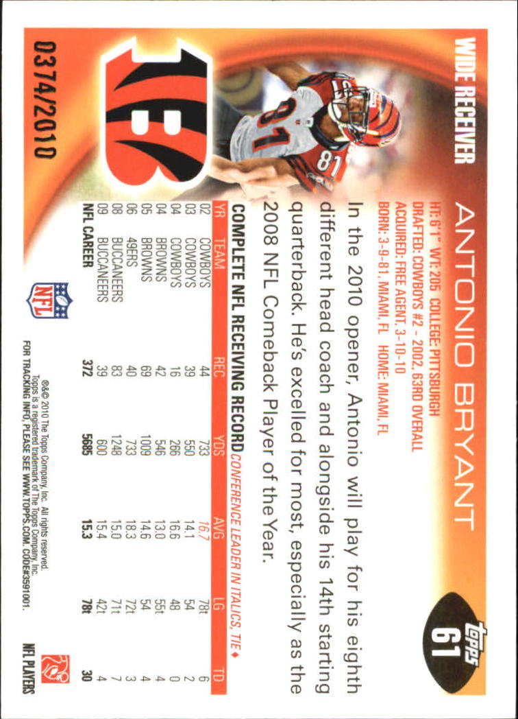 2010 Topps Football "Black - Blue - Gold" Parallel Cards - Picture 41 of 275