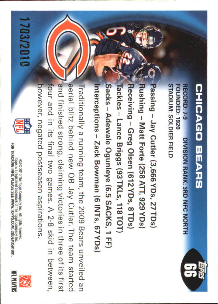 2010 Topps Football "Black - Blue - Gold" Parallel Cards - Picture 43 of 275