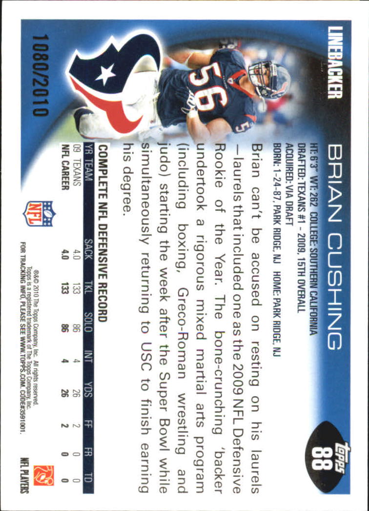 2010 Topps Football "Black - Blue - Gold" Parallel Cards - Picture 53 of 275