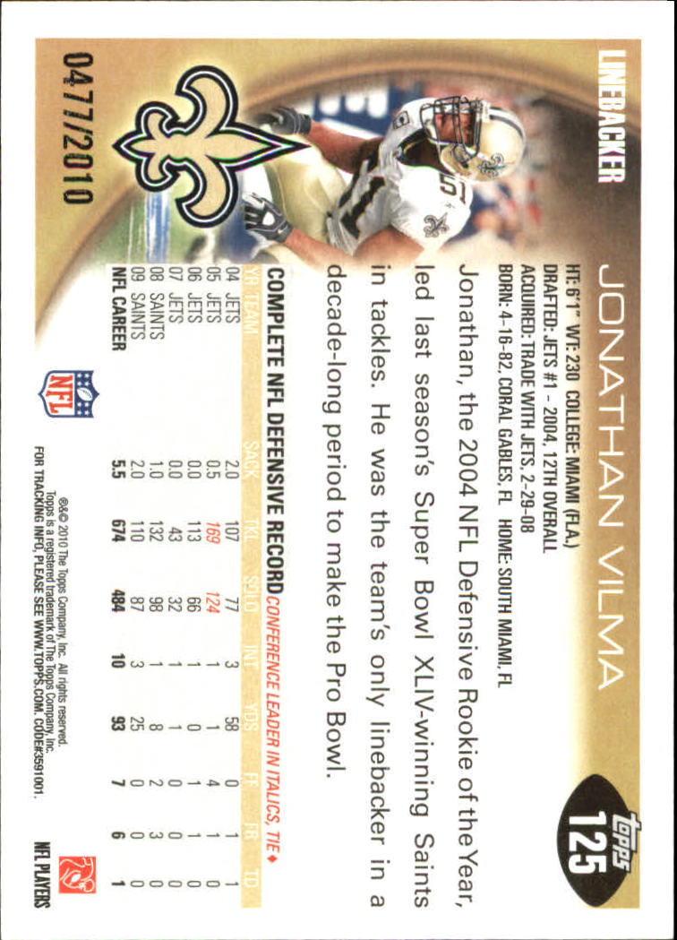 2010 Topps Football "Black - Blue - Gold" Parallel Cards - Picture 69 of 275