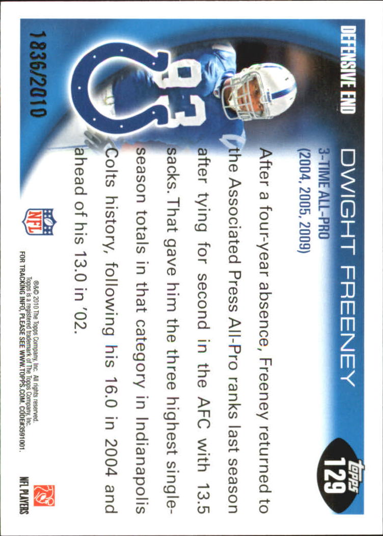 2010 Topps Football "Black - Blue - Gold" Parallel Cards - Picture 71 of 275