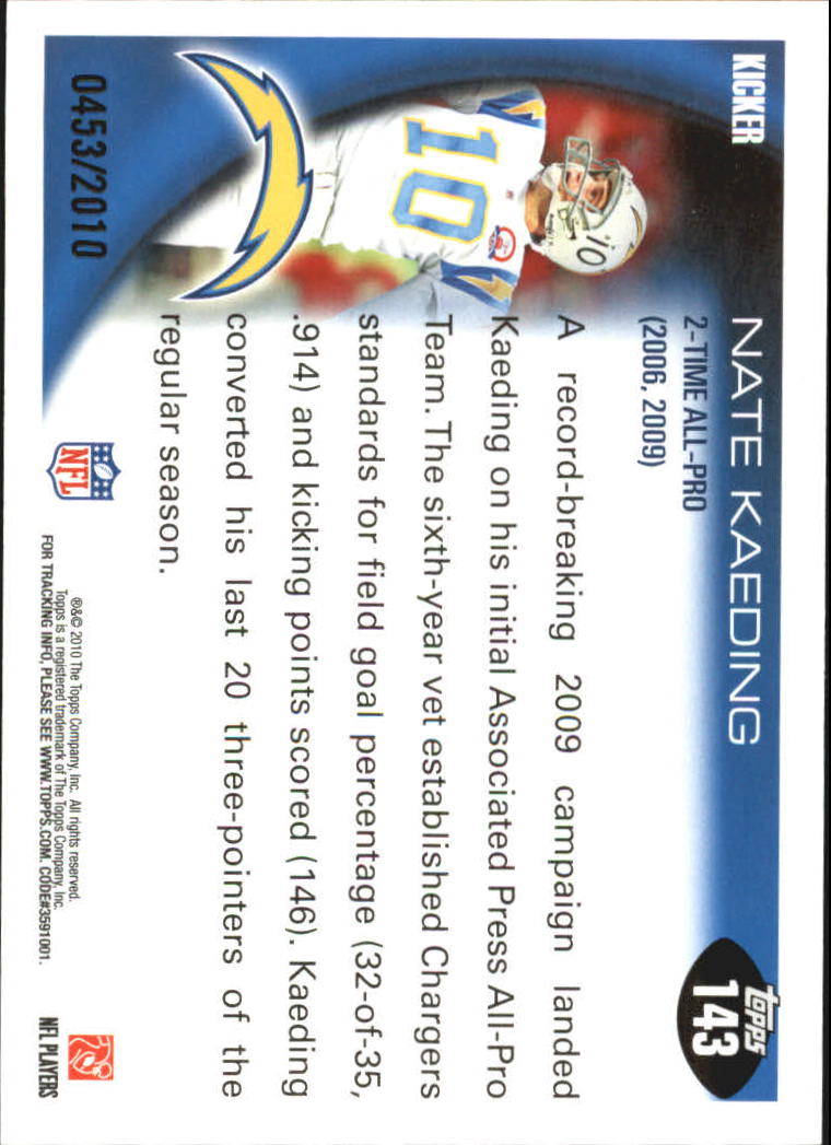 2010 Topps Football "Black - Blue - Gold" Parallel Cards - Picture 81 of 275