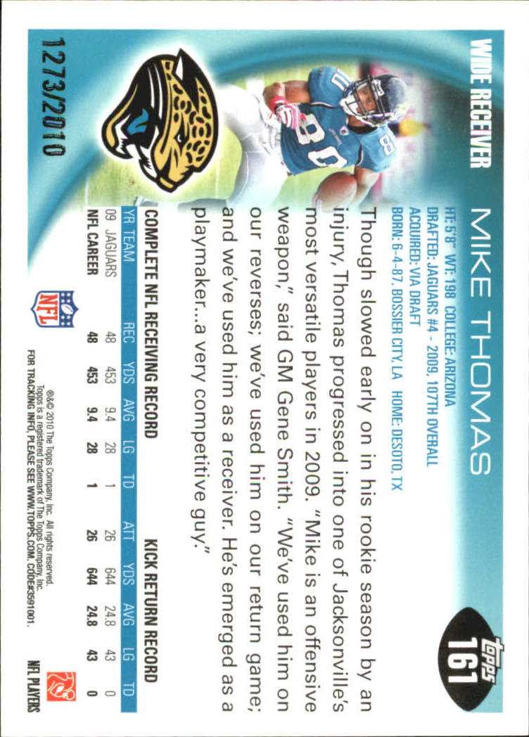 2010 Topps Football "Black - Blue - Gold" Parallel Cards - Picture 89 of 275