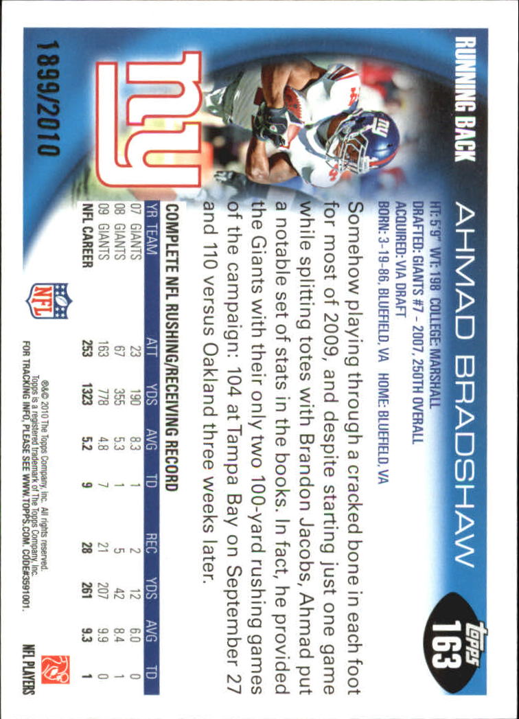 2010 Topps Football "Black - Blue - Gold" Parallel Cards - Picture 93 of 275