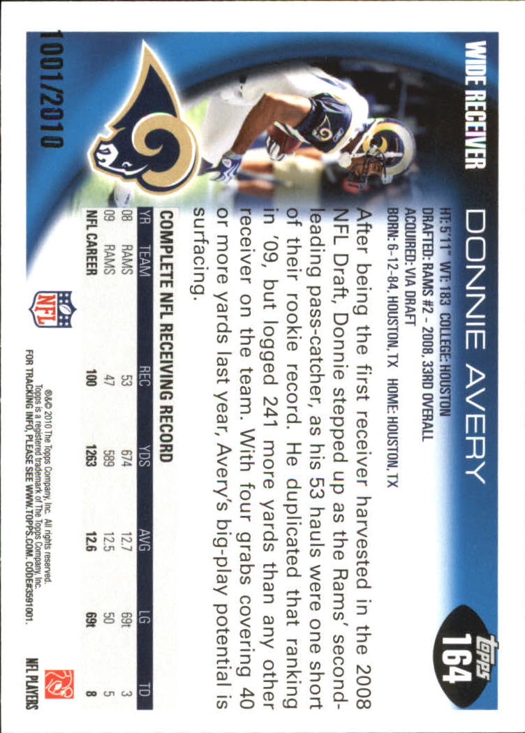 2010 Topps Football "Black - Blue - Gold" Parallel Cards - Picture 95 of 275