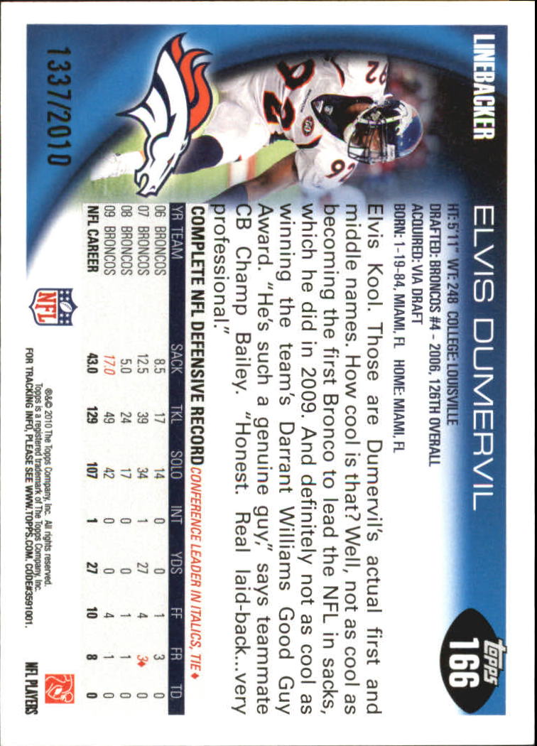 2010 Topps Football "Black - Blue - Gold" Parallel Cards - Picture 97 of 275