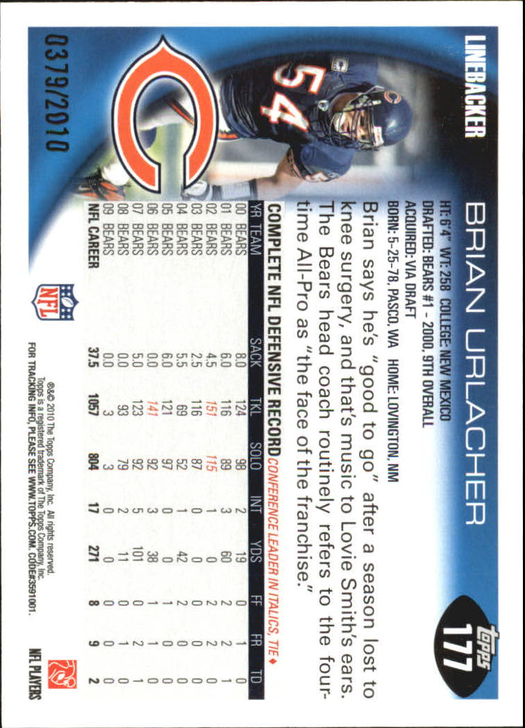 2010 Topps Football "Black - Blue - Gold" Parallel Cards - Picture 99 of 275