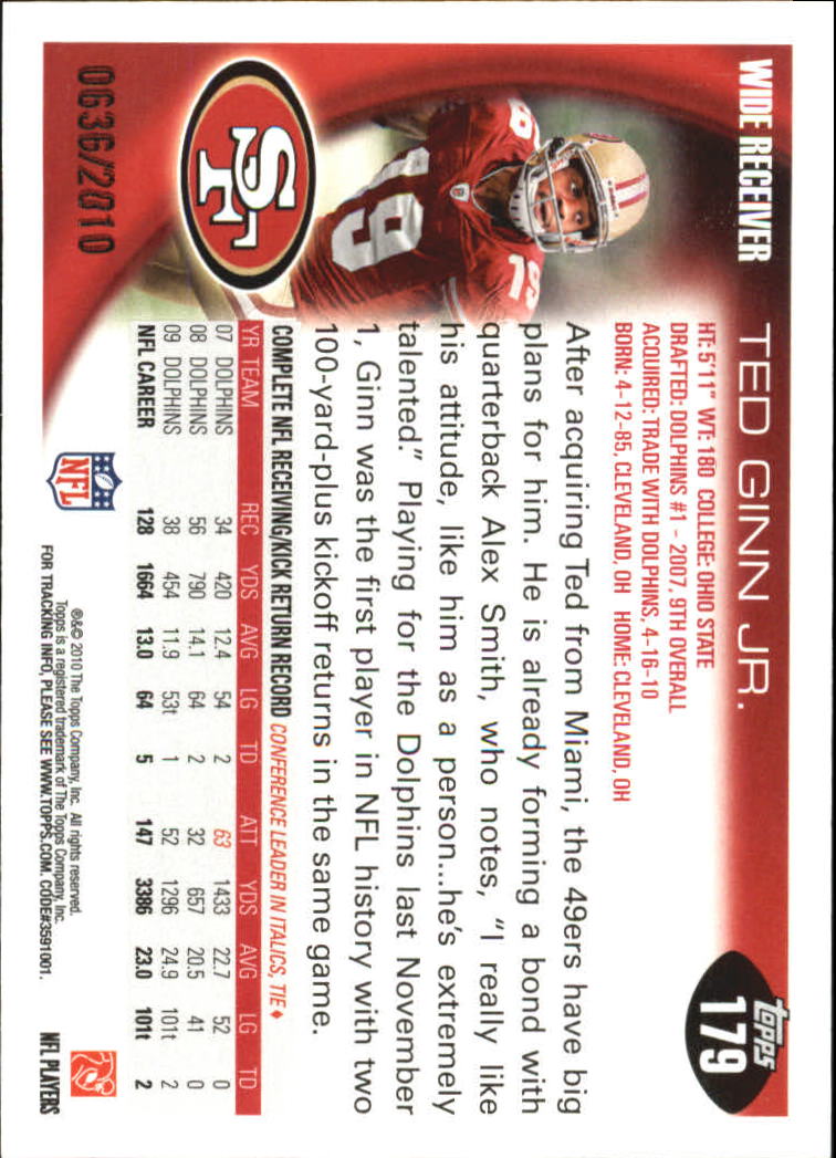 2010 Topps Football "Black - Blue - Gold" Parallel Cards - Picture 101 of 275