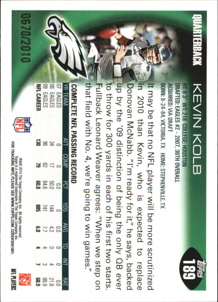 2010 Topps Football "Black - Blue - Gold" Parallel Cards - Picture 113 of 275