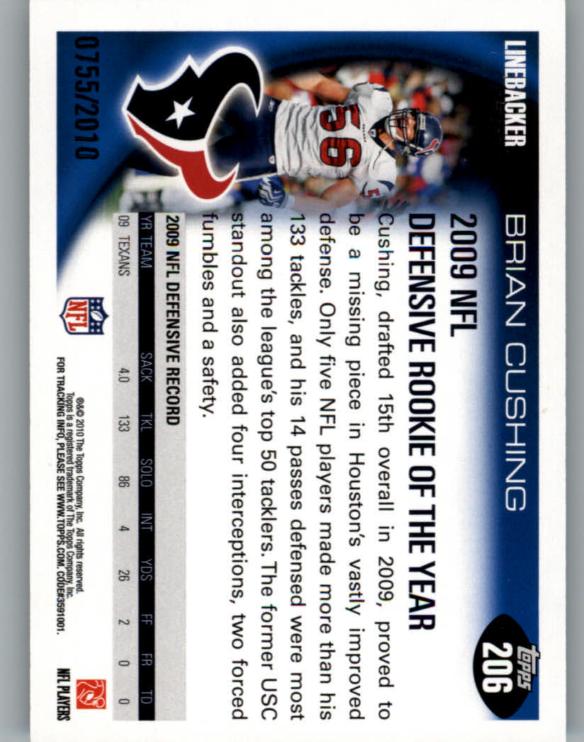 2010 Topps Football "Black - Blue - Gold" Parallel Cards - Picture 117 of 275