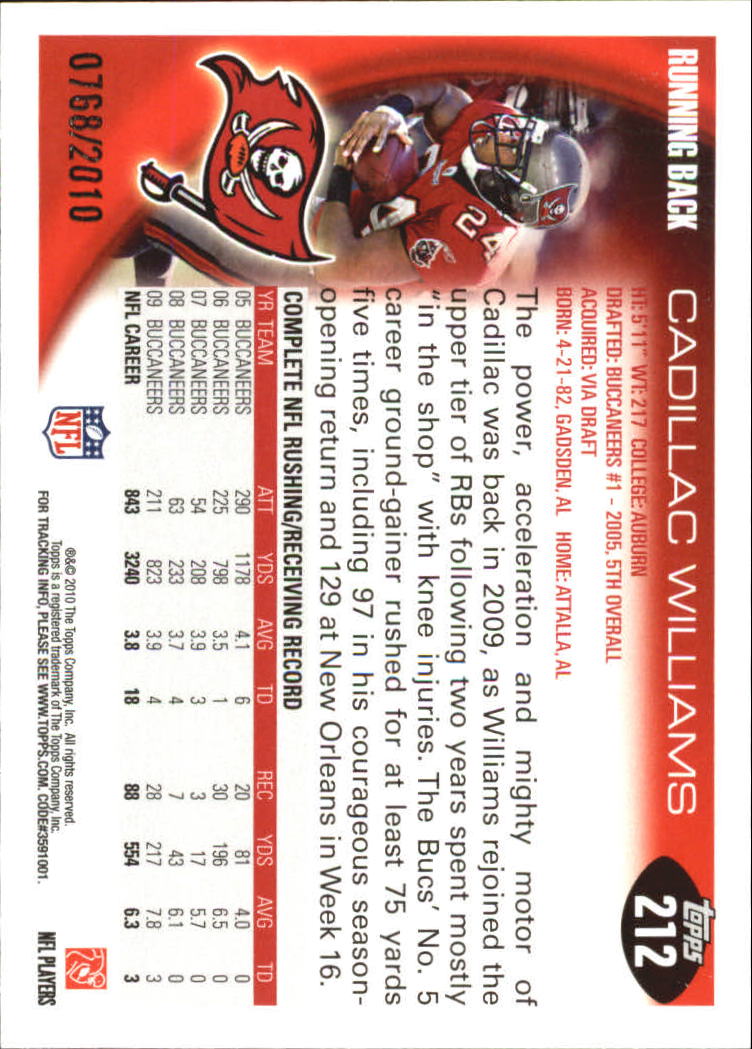 2010 Topps Football "Black - Blue - Gold" Parallel Cards - Picture 123 of 275