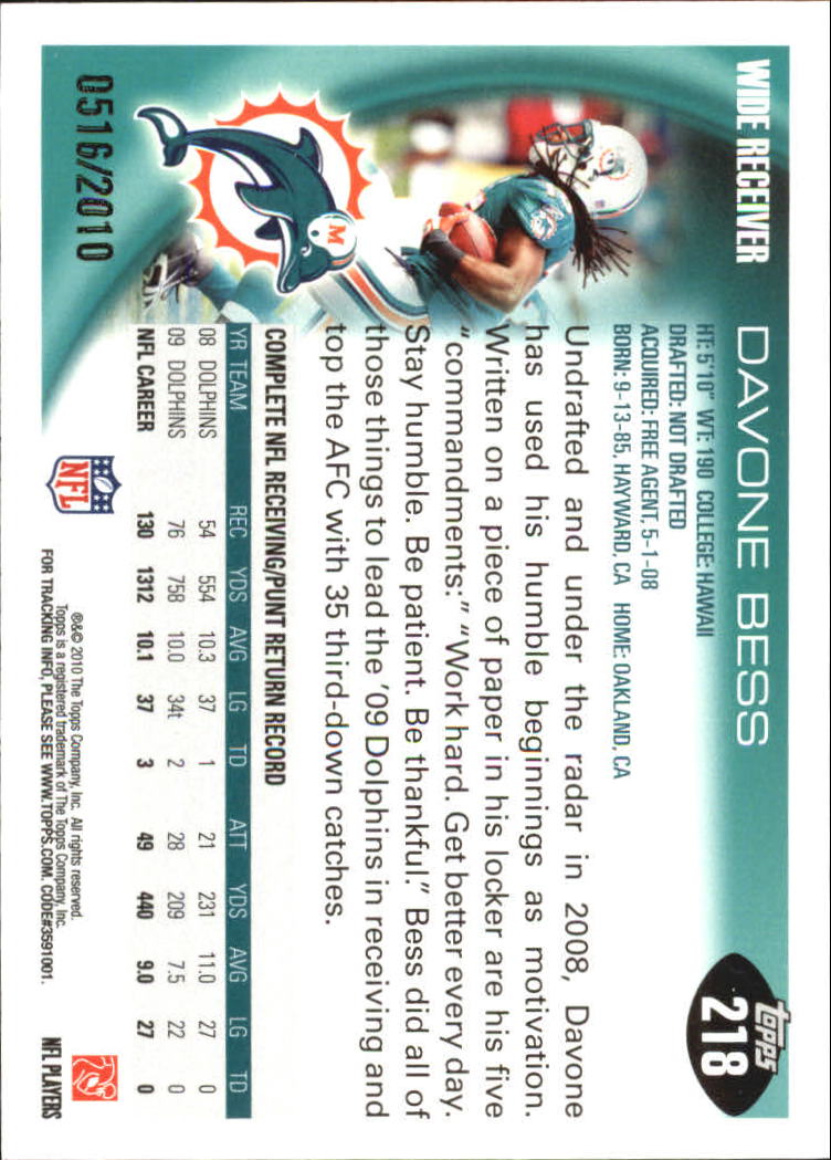 2010 Topps Football "Black - Blue - Gold" Parallel Cards - Picture 127 of 275