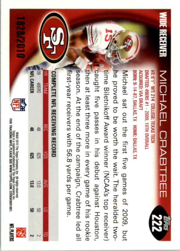 2010 Topps Football "Black - Blue - Gold" Parallel Cards - Picture 133 of 275