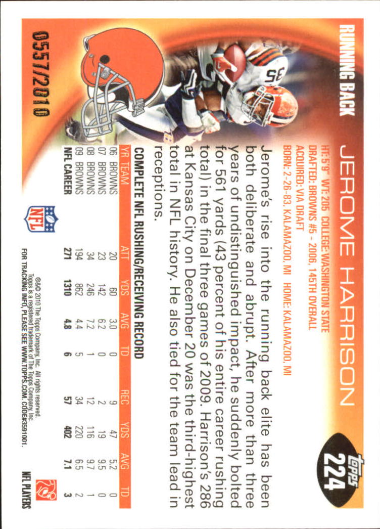 2010 Topps Football "Black - Blue - Gold" Parallel Cards - Picture 137 of 275