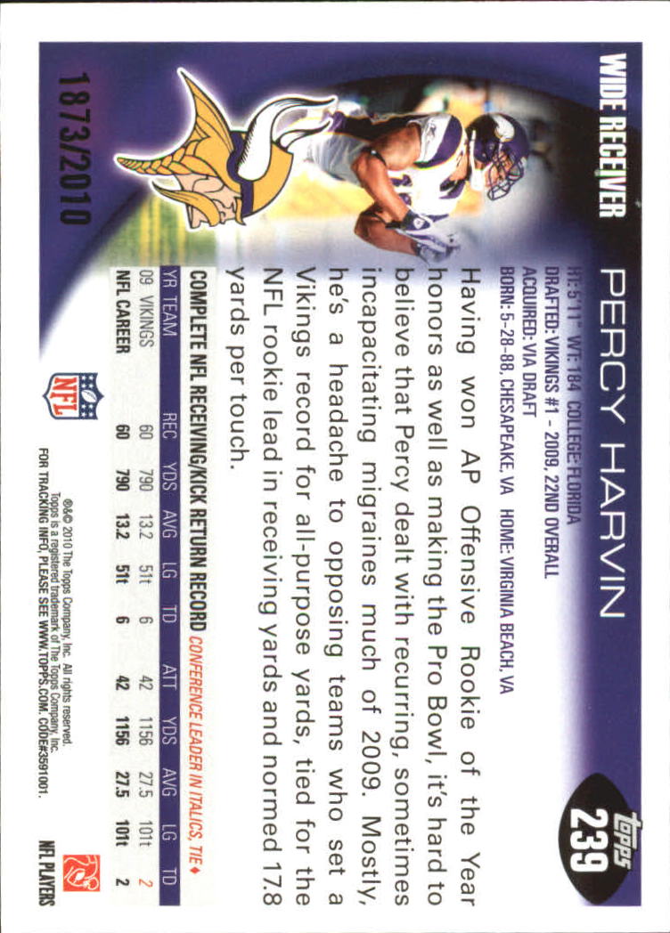 2010 Topps Football "Black - Blue - Gold" Parallel Cards - Picture 147 of 275