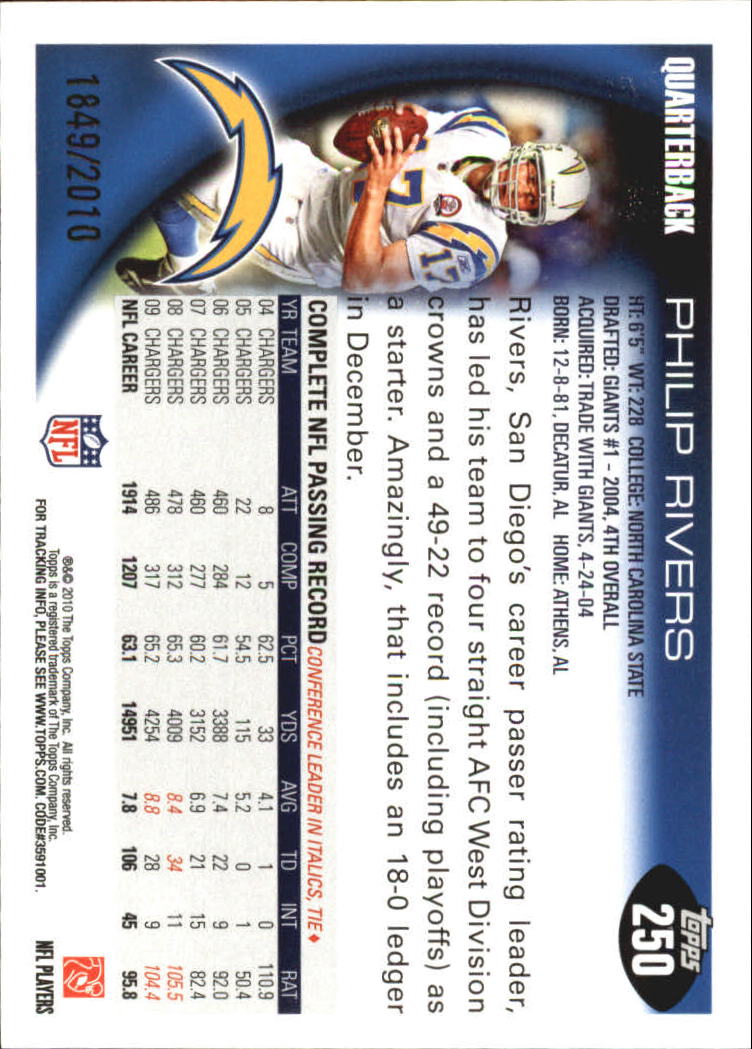 2010 Topps Football "Black - Blue - Gold" Parallel Cards - Picture 155 of 275