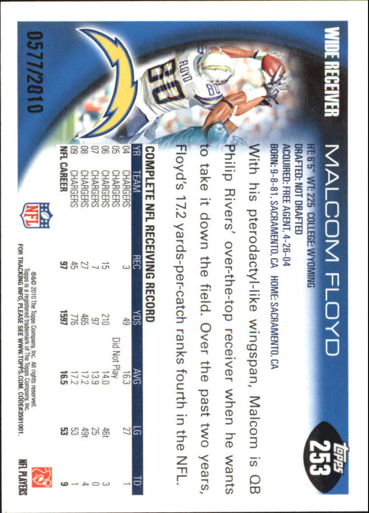 2010 Topps Football "Black - Blue - Gold" Parallel Cards - Picture 159 of 275