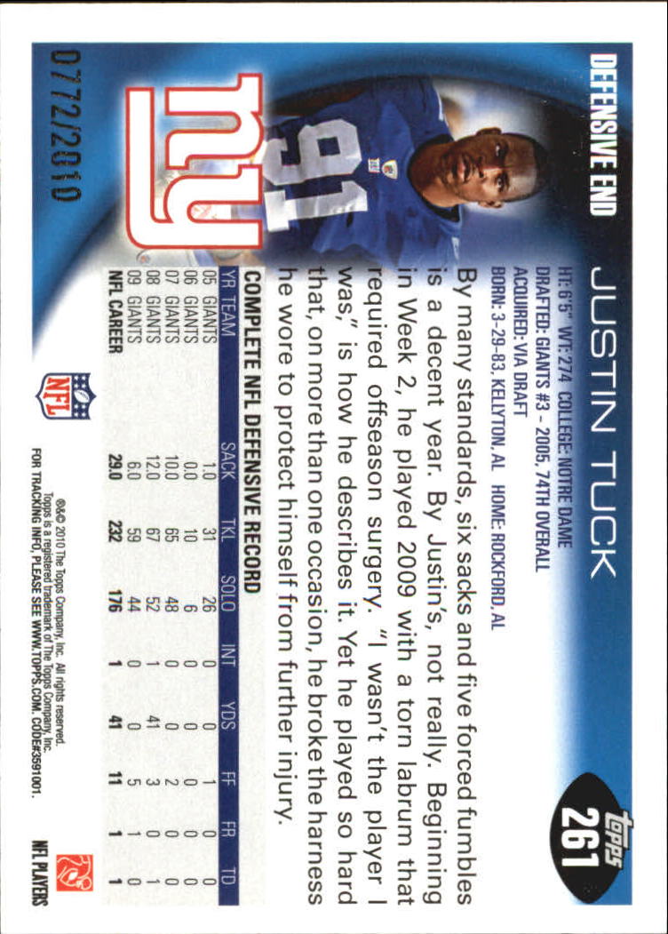 2010 Topps Football "Black - Blue - Gold" Parallel Cards - Picture 165 of 275