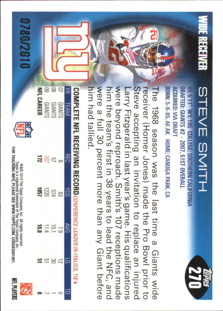 2010 Topps Football "Black - Blue - Gold" Parallel Cards - Picture 171 of 275