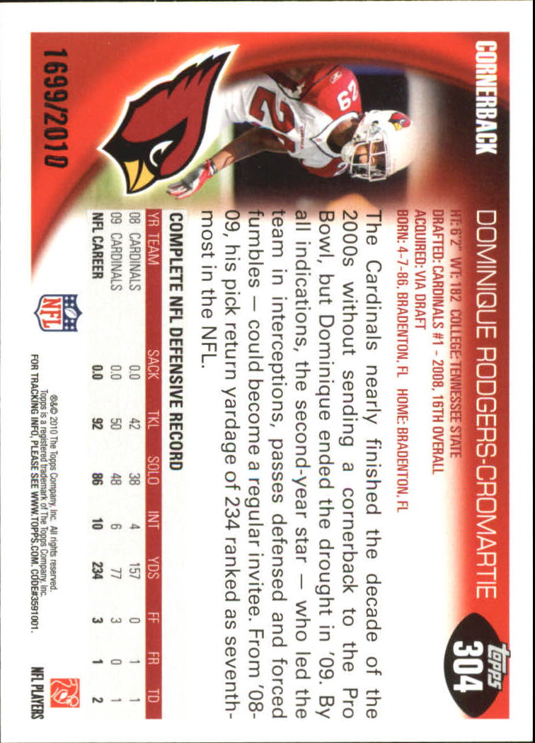 2010 Topps Football "Black - Blue - Gold" Parallel Cards - Picture 193 of 275