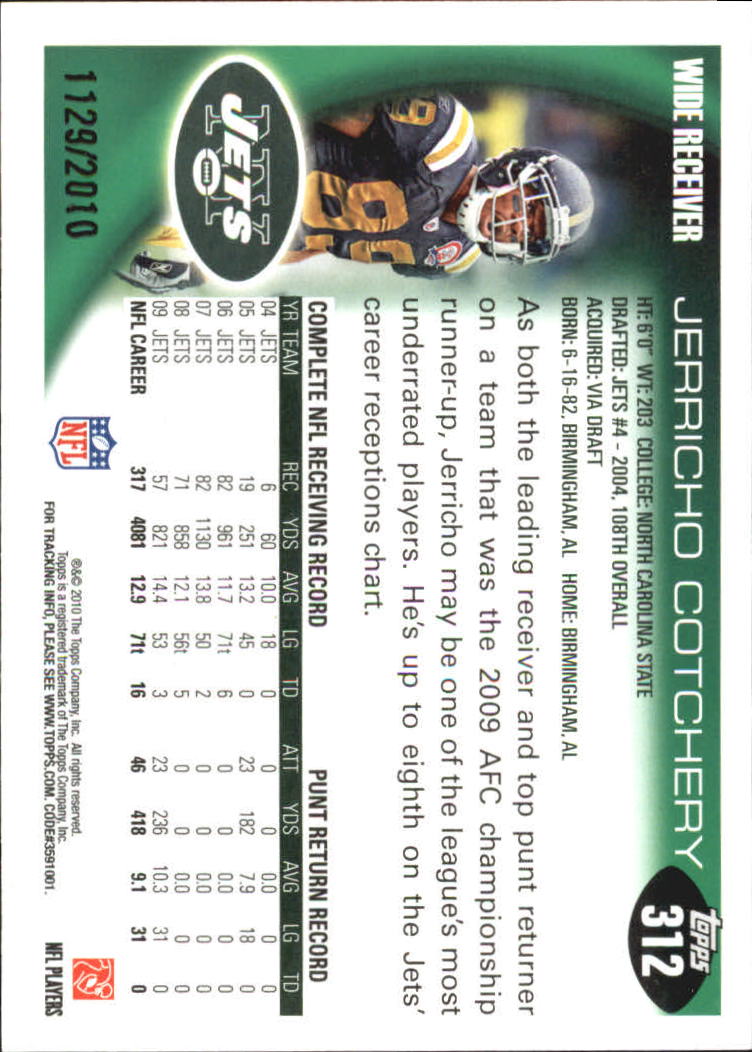 2010 Topps Football "Black - Blue - Gold" Parallel Cards - Picture 201 of 275