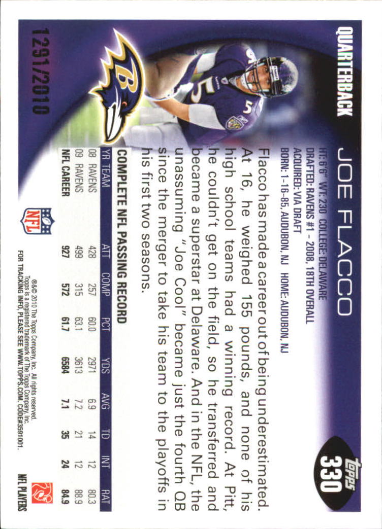 2010 Topps Football "Black - Blue - Gold" Parallel Cards - Picture 211 of 275