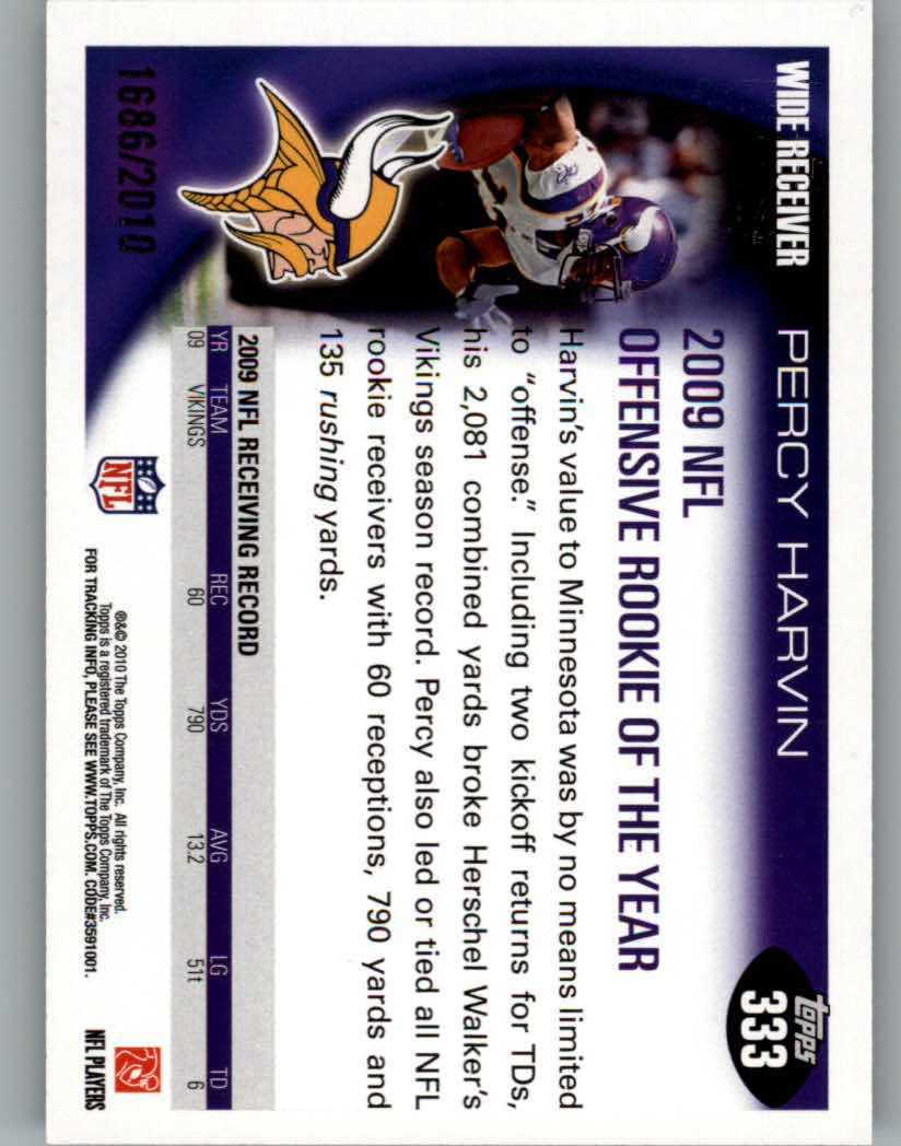 2010 Topps Football "Black - Blue - Gold" Parallel Cards - Picture 215 of 275