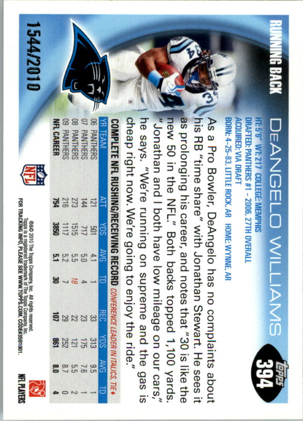 2010 Topps Football "Black - Blue - Gold" Parallel Cards - Picture 263 of 275