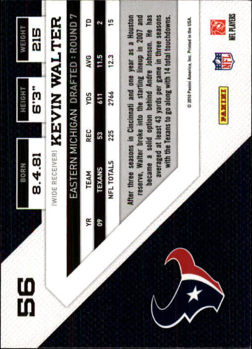 2010 Panini Threads #56 Kevin Walter back image