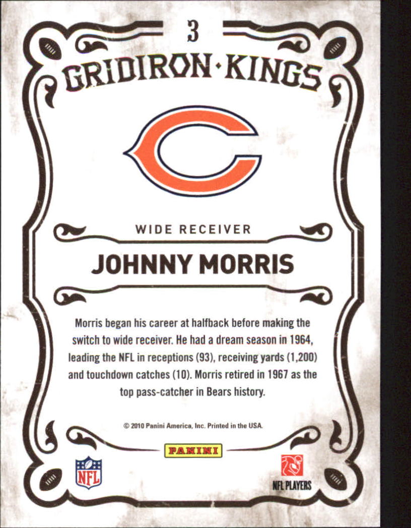 2010 Panini Threads Gridiron Kings #3 Johnny Morris back image